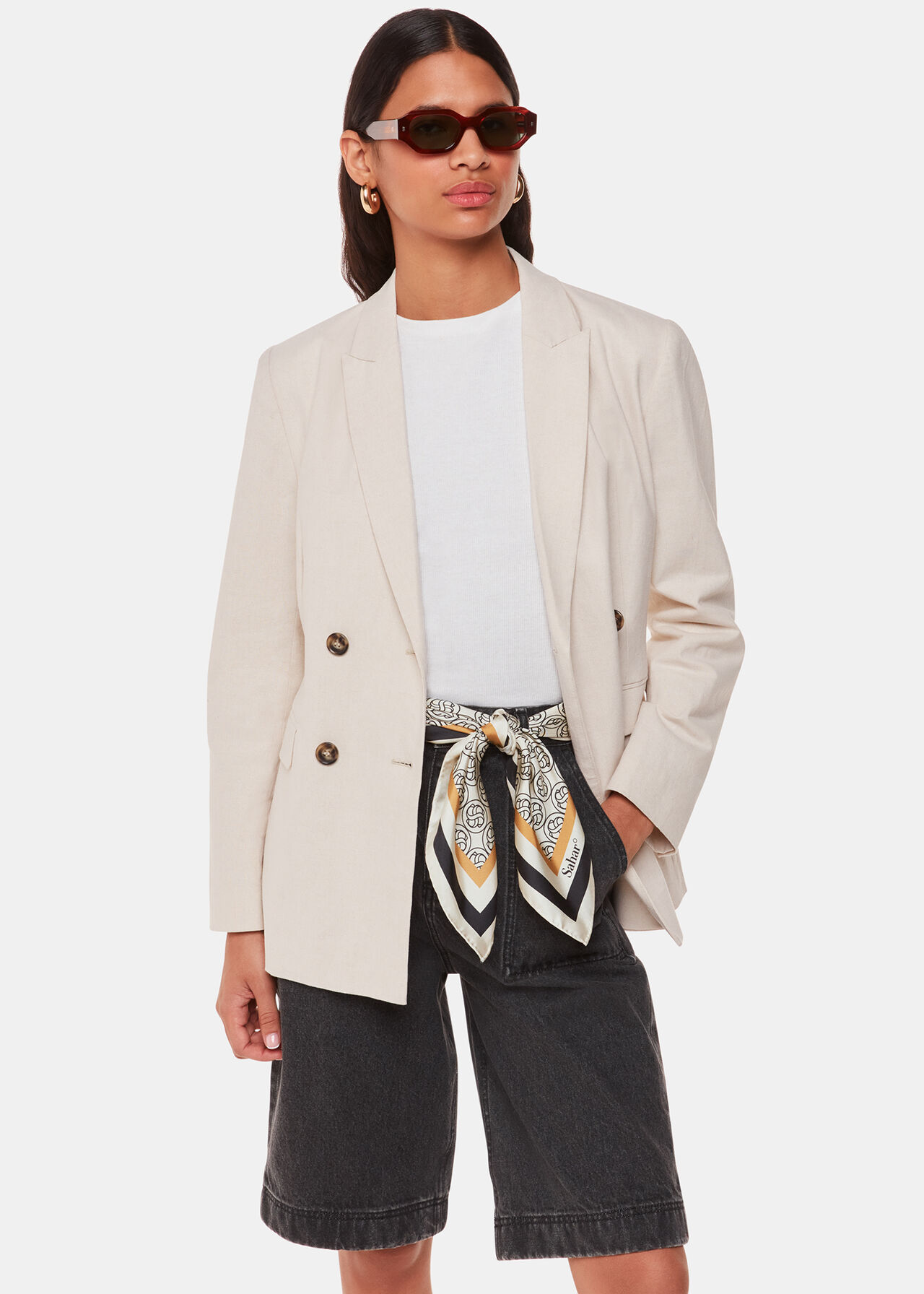 Sahar S Monogram Silk Scarf