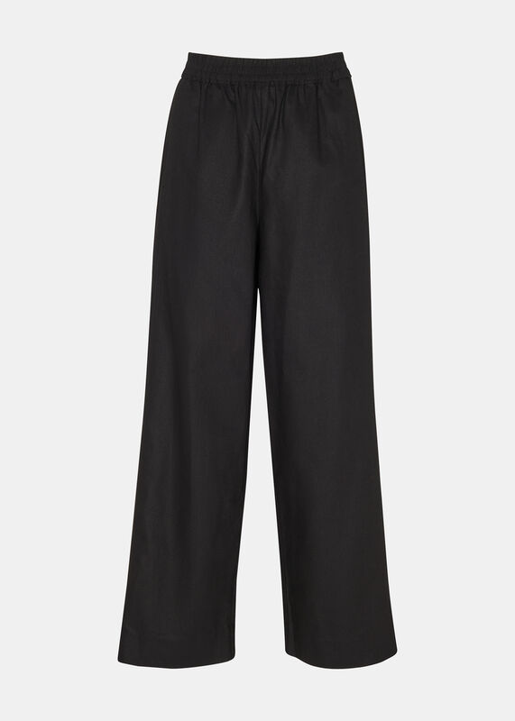 Black Petite Lindsey Linen Blend Pants 