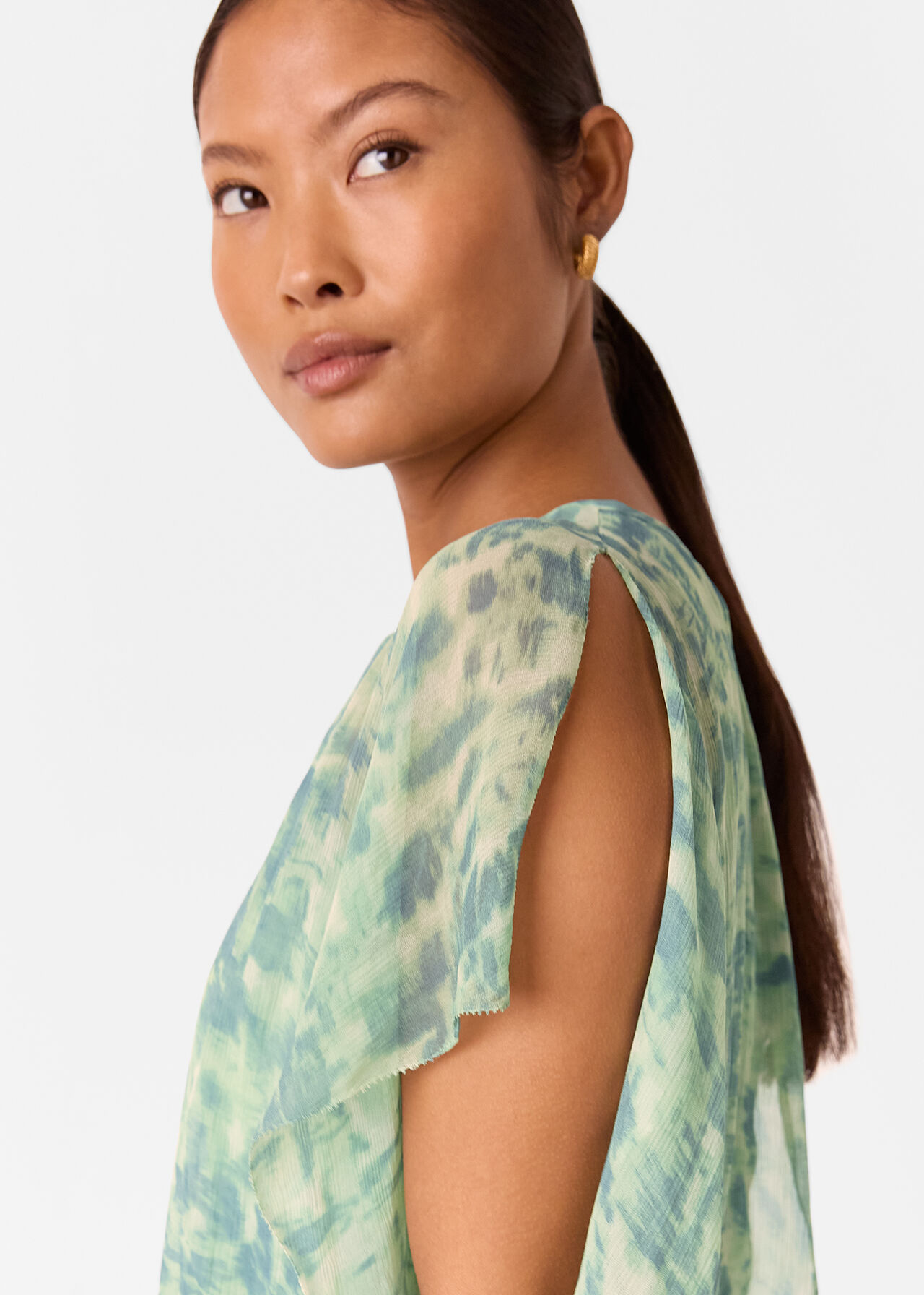 Petite Dashed Brush Marks Midi Dress