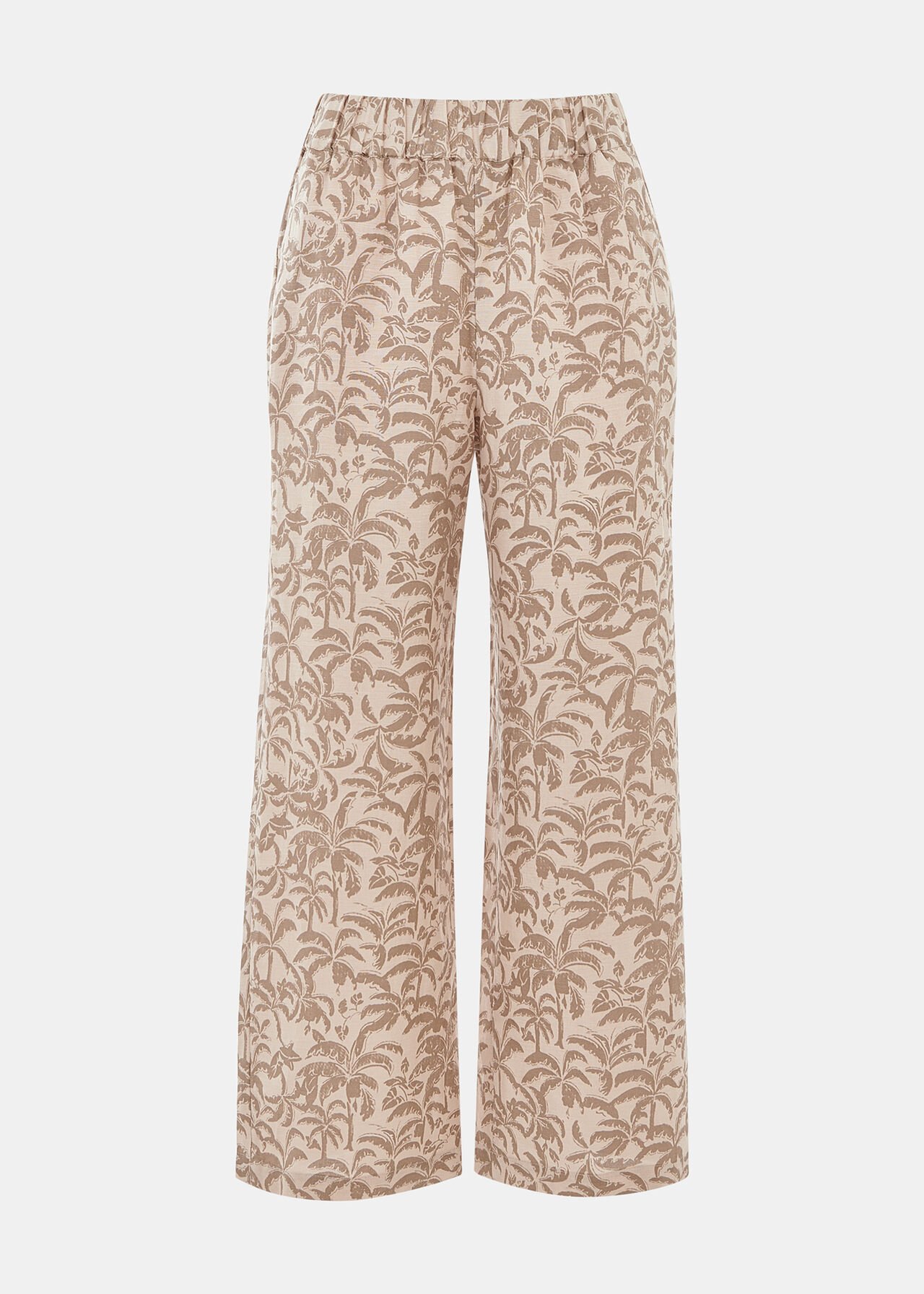 Palm Print Linen Blend Trouser