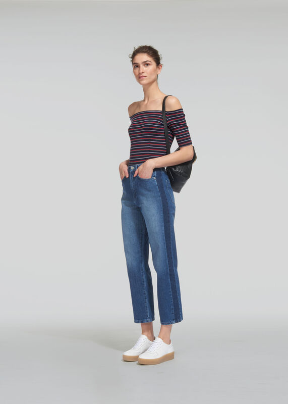 Multi Stripe Bardot Top