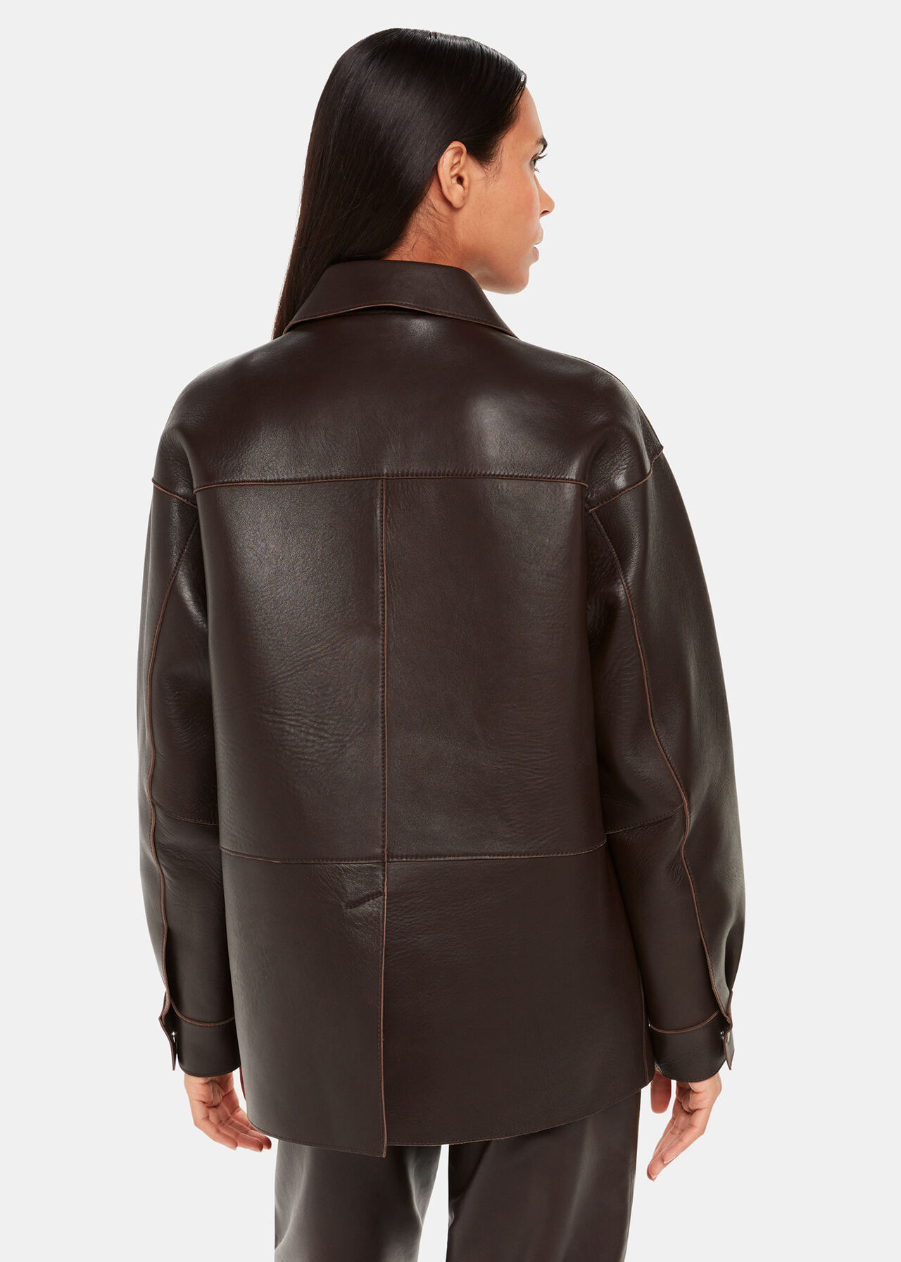 Brown Clean Bonded Leather Jacket WHISTLES