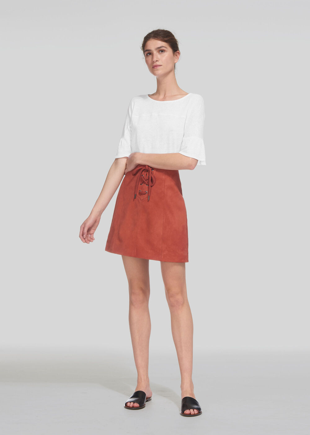 Frill Cuff Linen Tee White