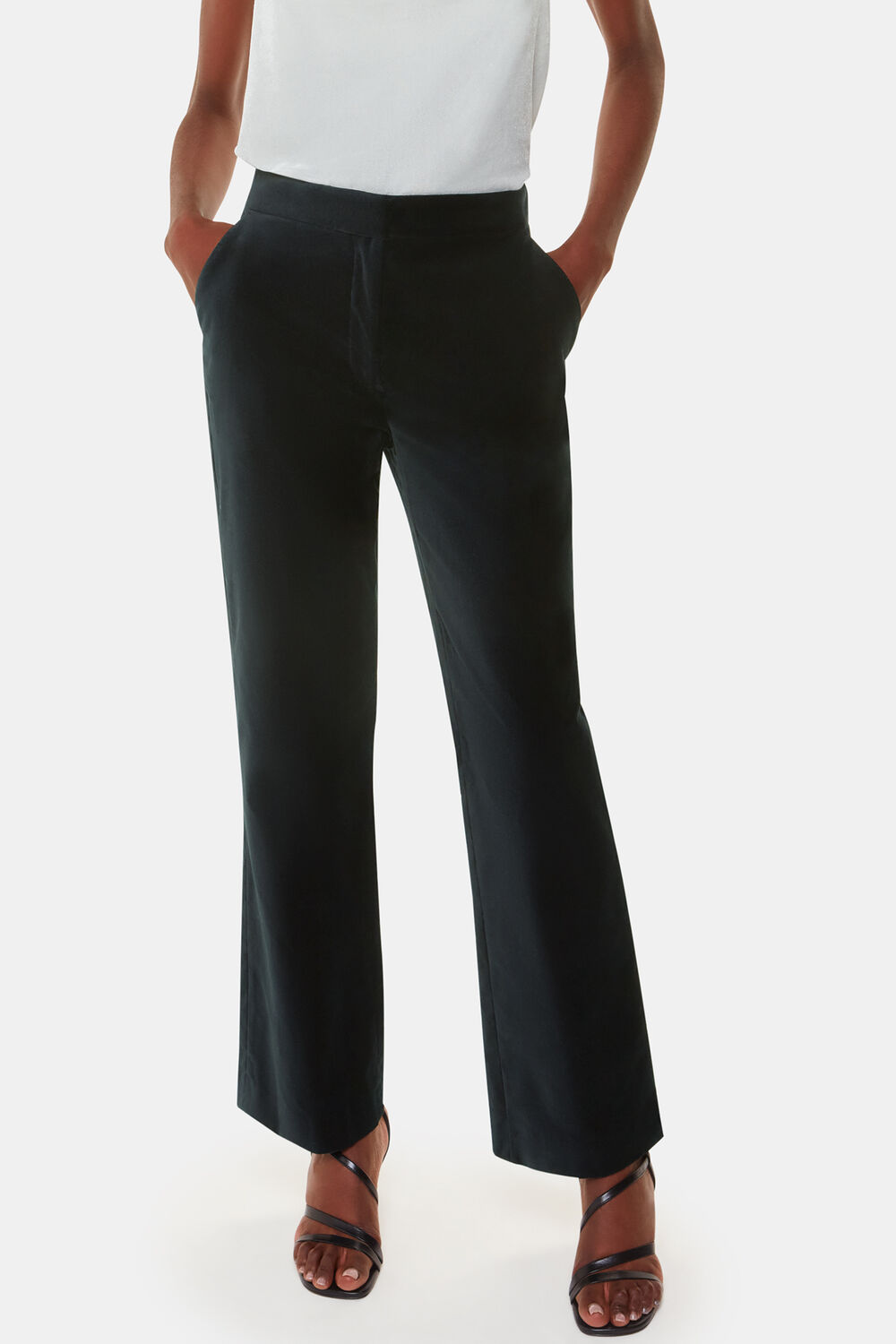 Black Helena Velvet Straight Trouser