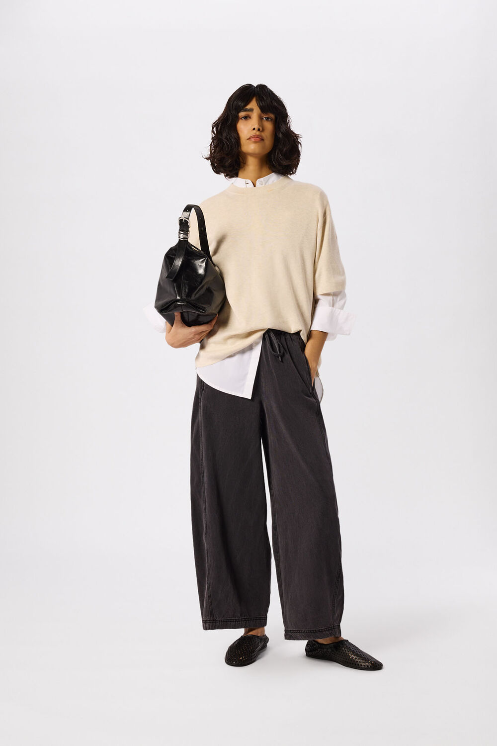 Petite Casual Denim Barrel Trouser