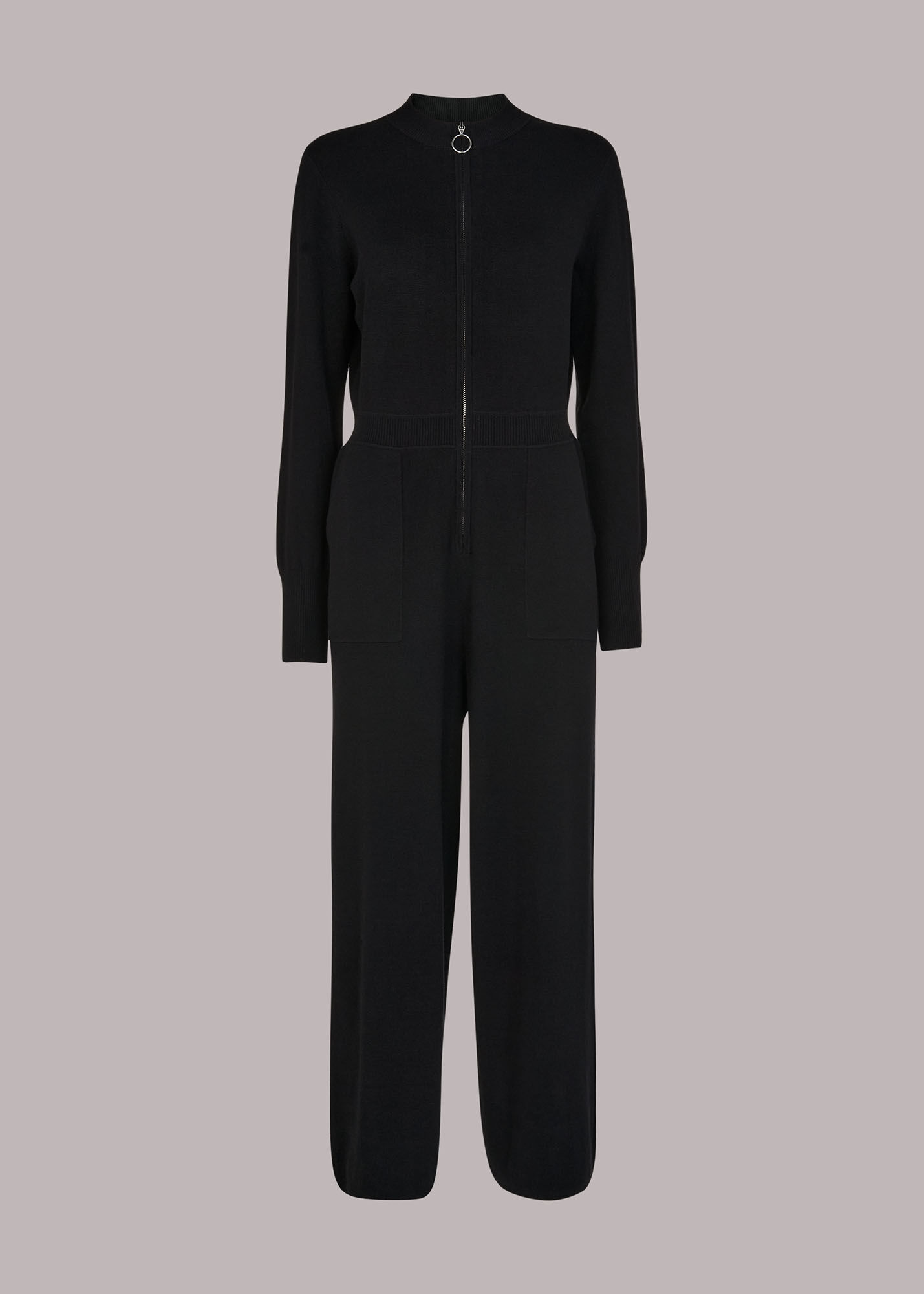 Black knit jumpsuit hot sale