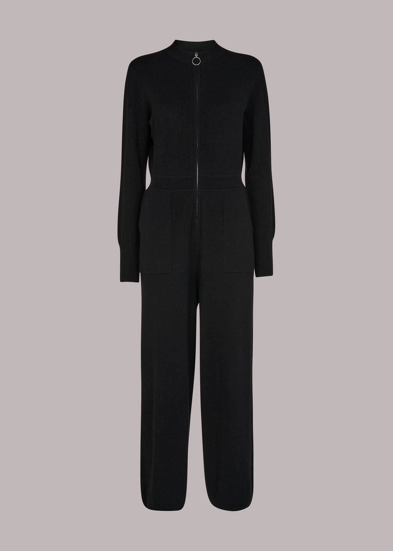 Zip Front Knit Jumpsuit