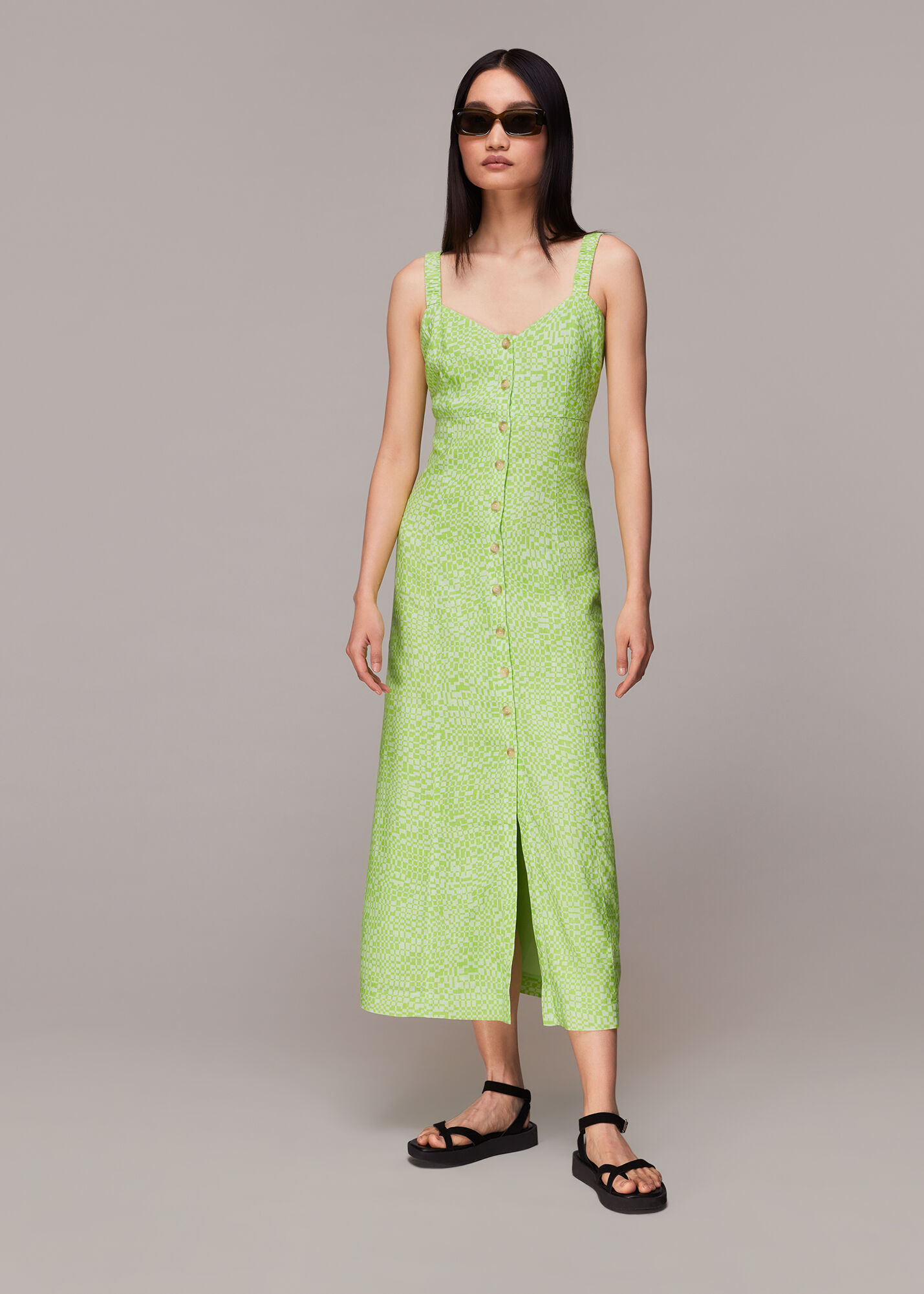 Lime green cheap midi dress