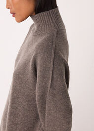 Petite Funnel Neck Wool Mini Dress