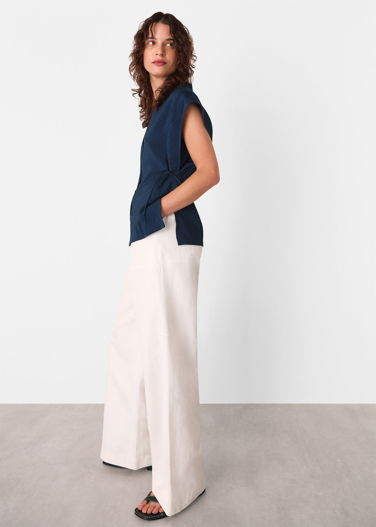 Button Down Tie Side Shirt