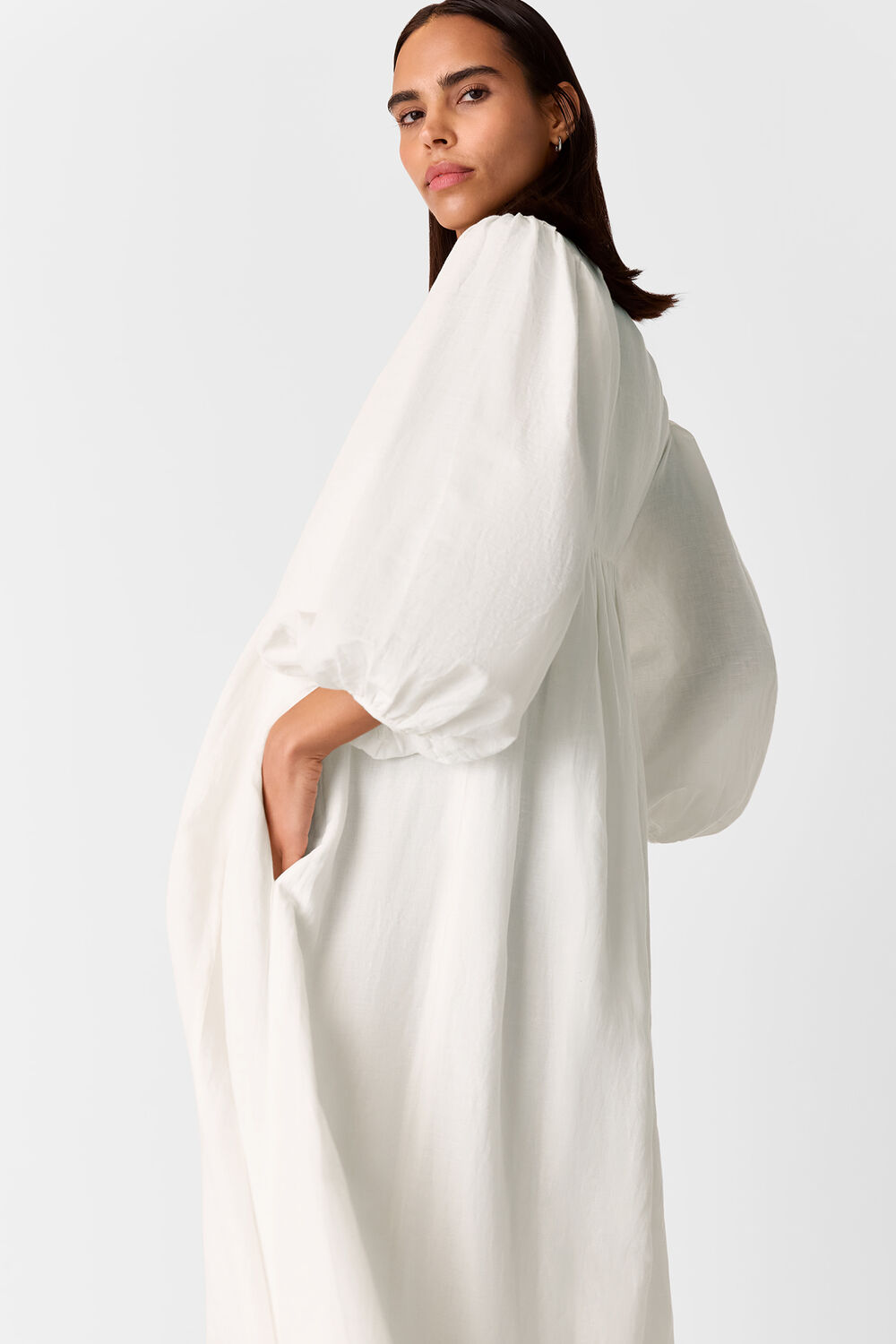 Ivory Gloria Linen Blend Dress