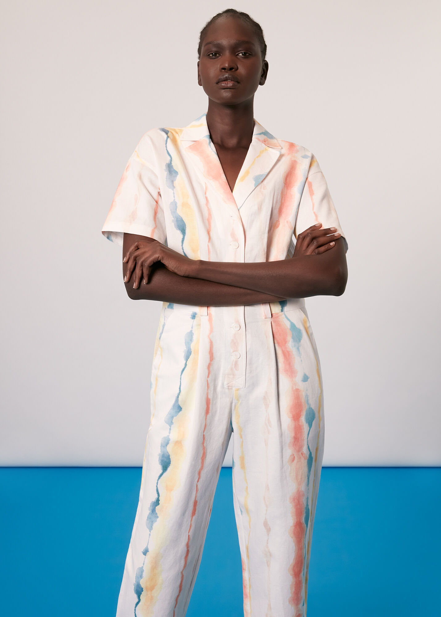 Multicolour Shibori Tie Dye Boilersuit WHISTLES Whistles UK