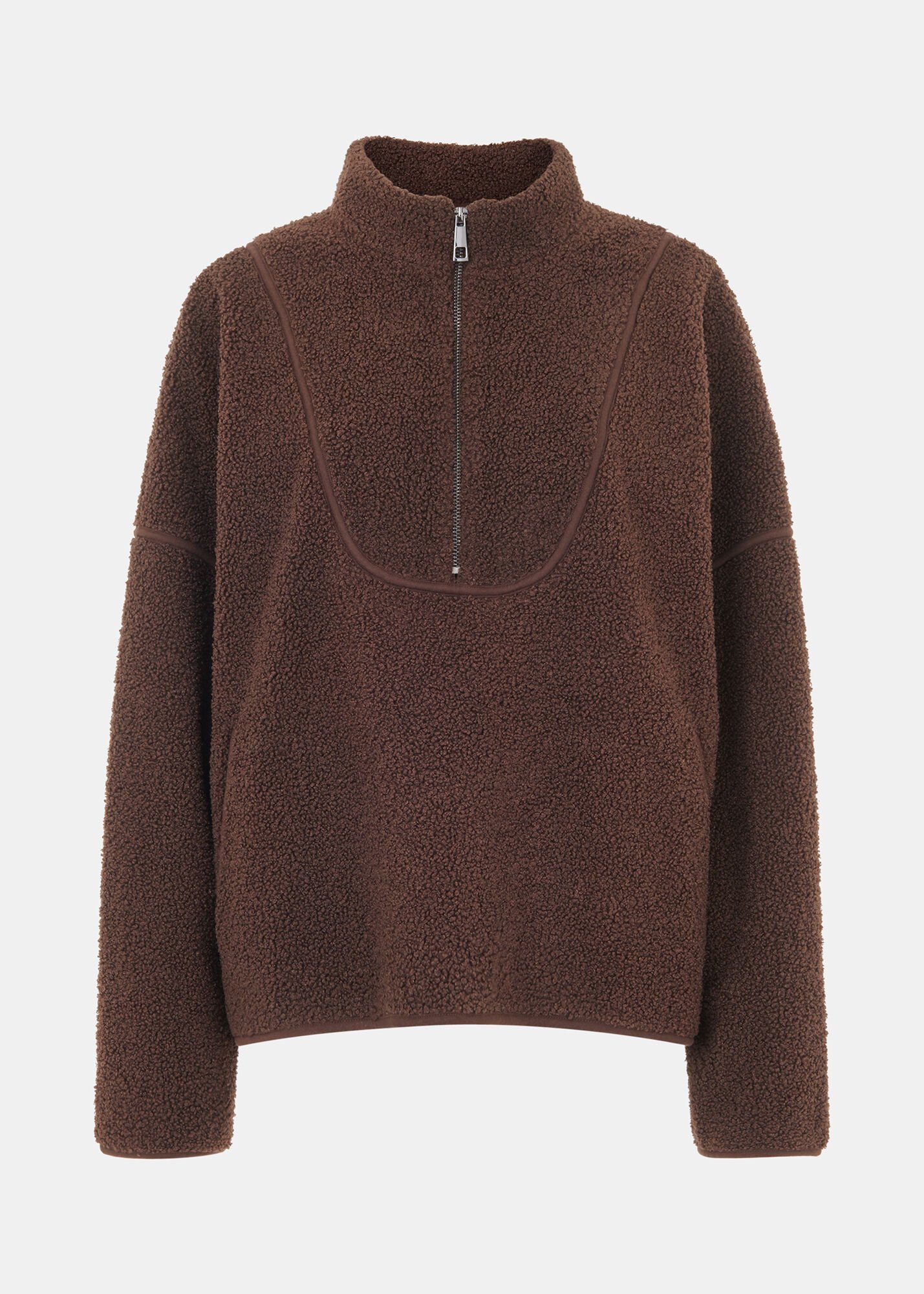 Brown Pullover Fleece with Half Zip High Neck Whistles Whistles UK