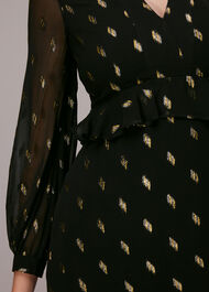Dobby Metallic Midi Dress