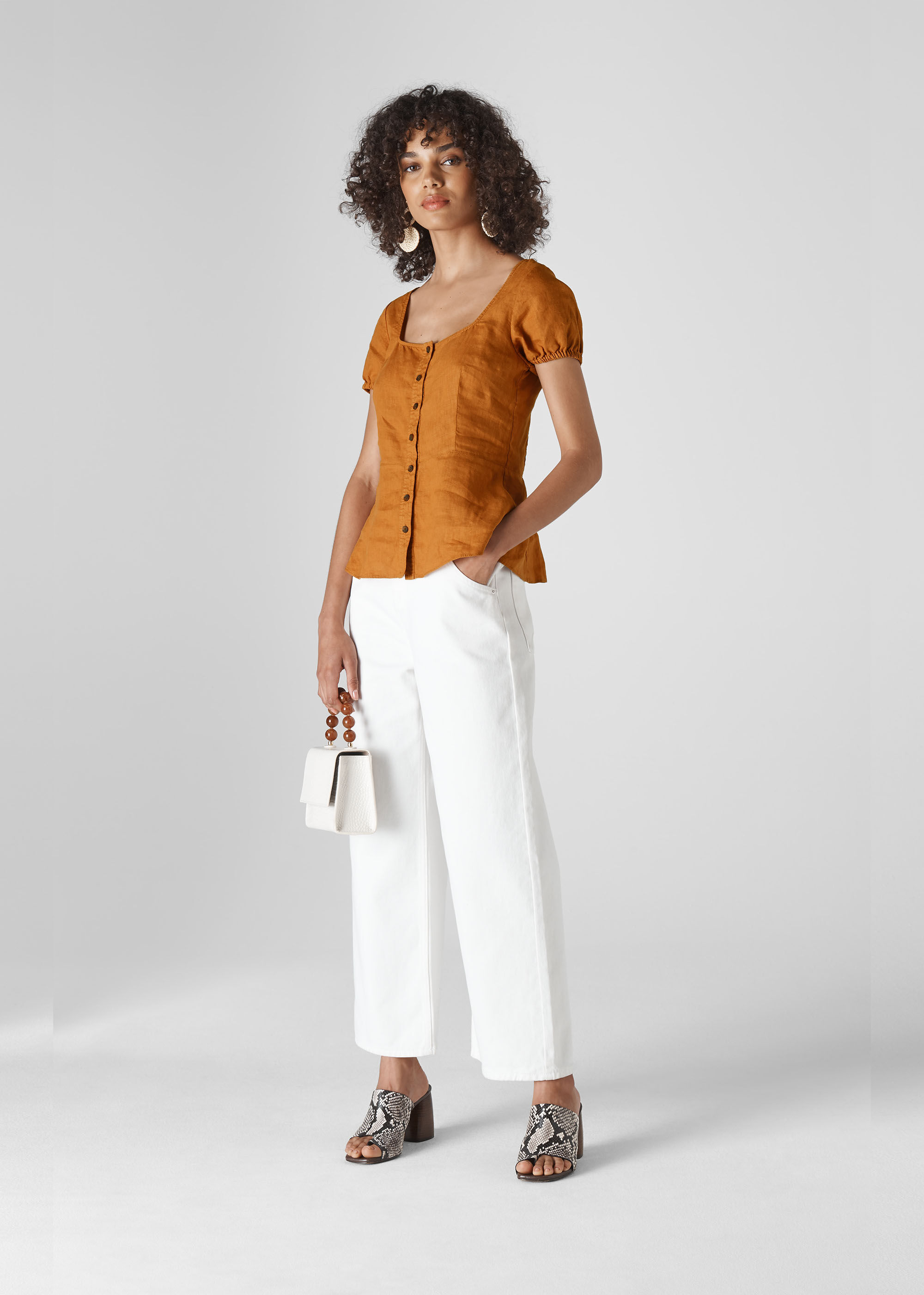 Alana Linen Waisted Top | Whistles