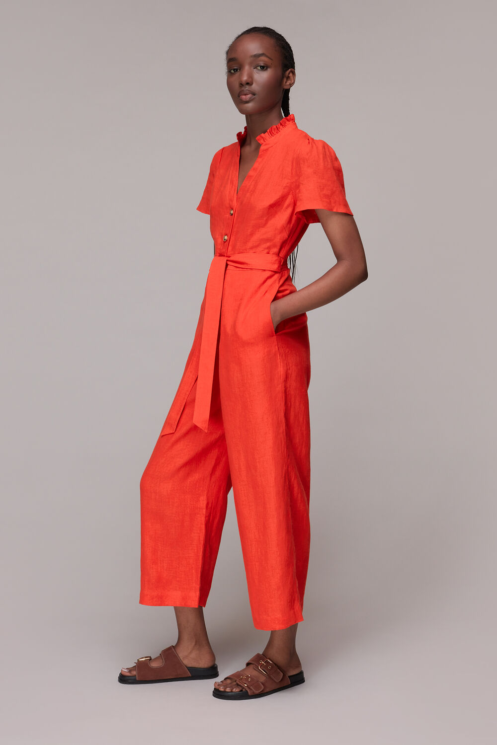 Red Emmie Linen Jumpsuit