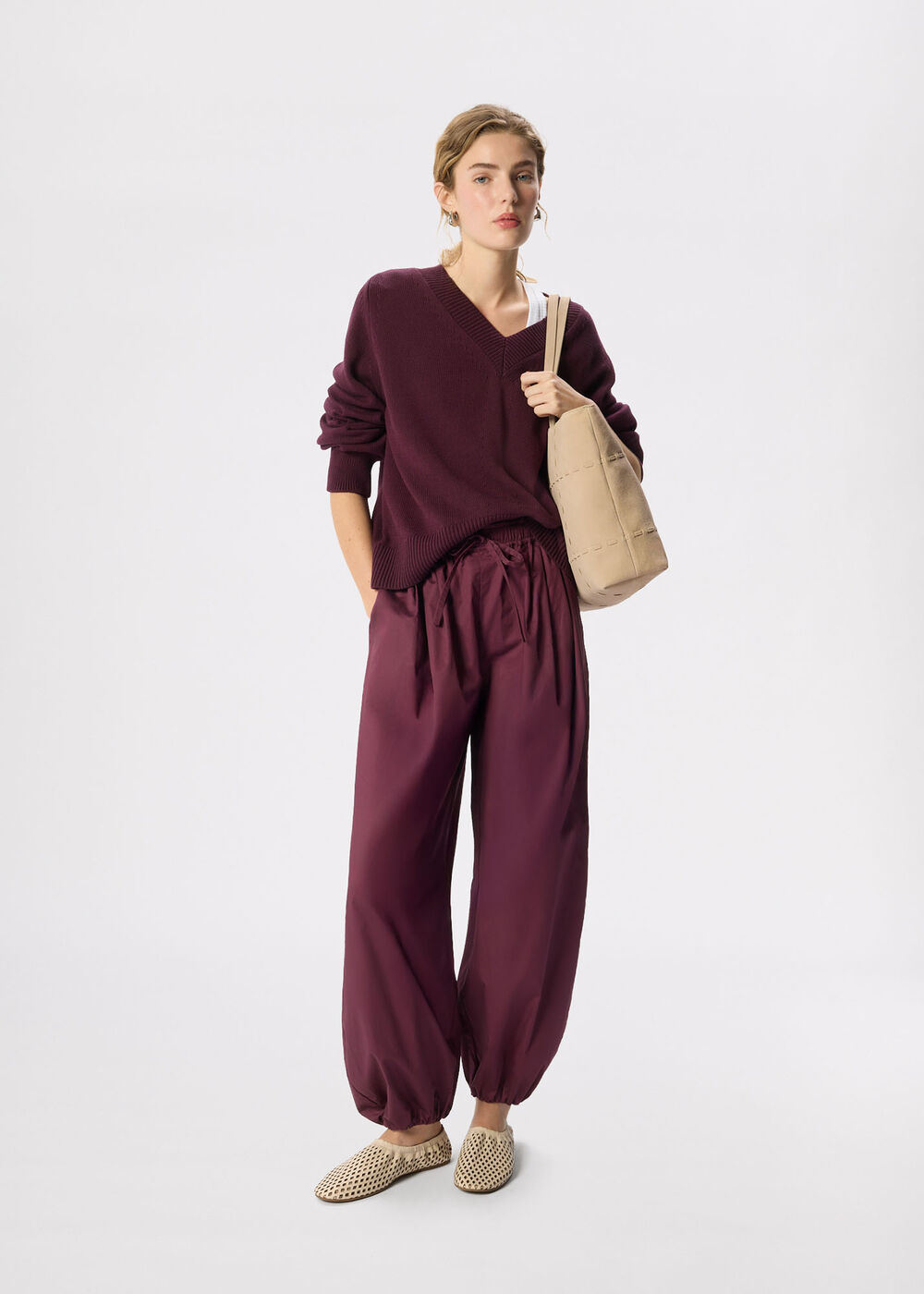 Cotton V Neck Relaxed Knit