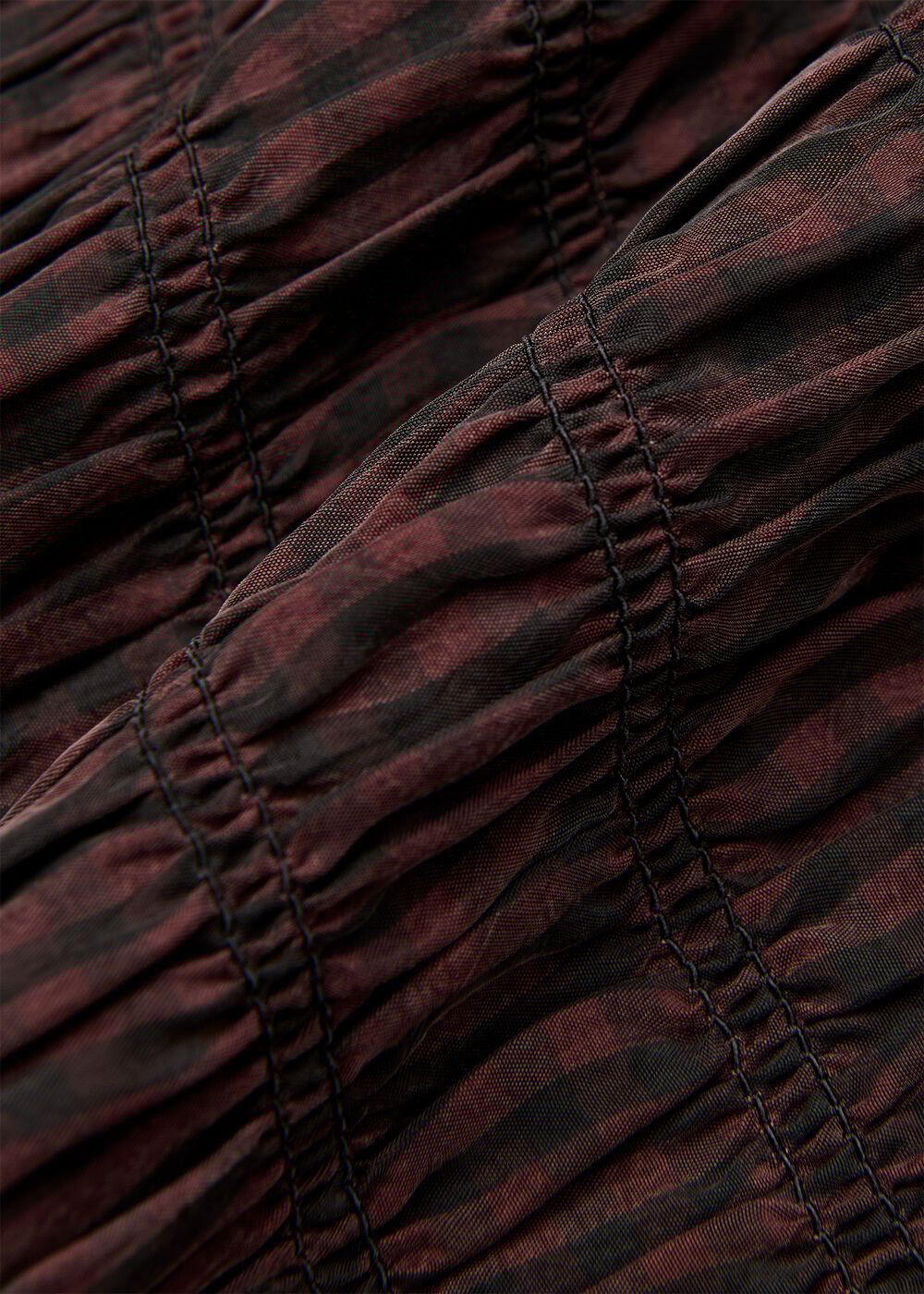 Checked Shirred Dress