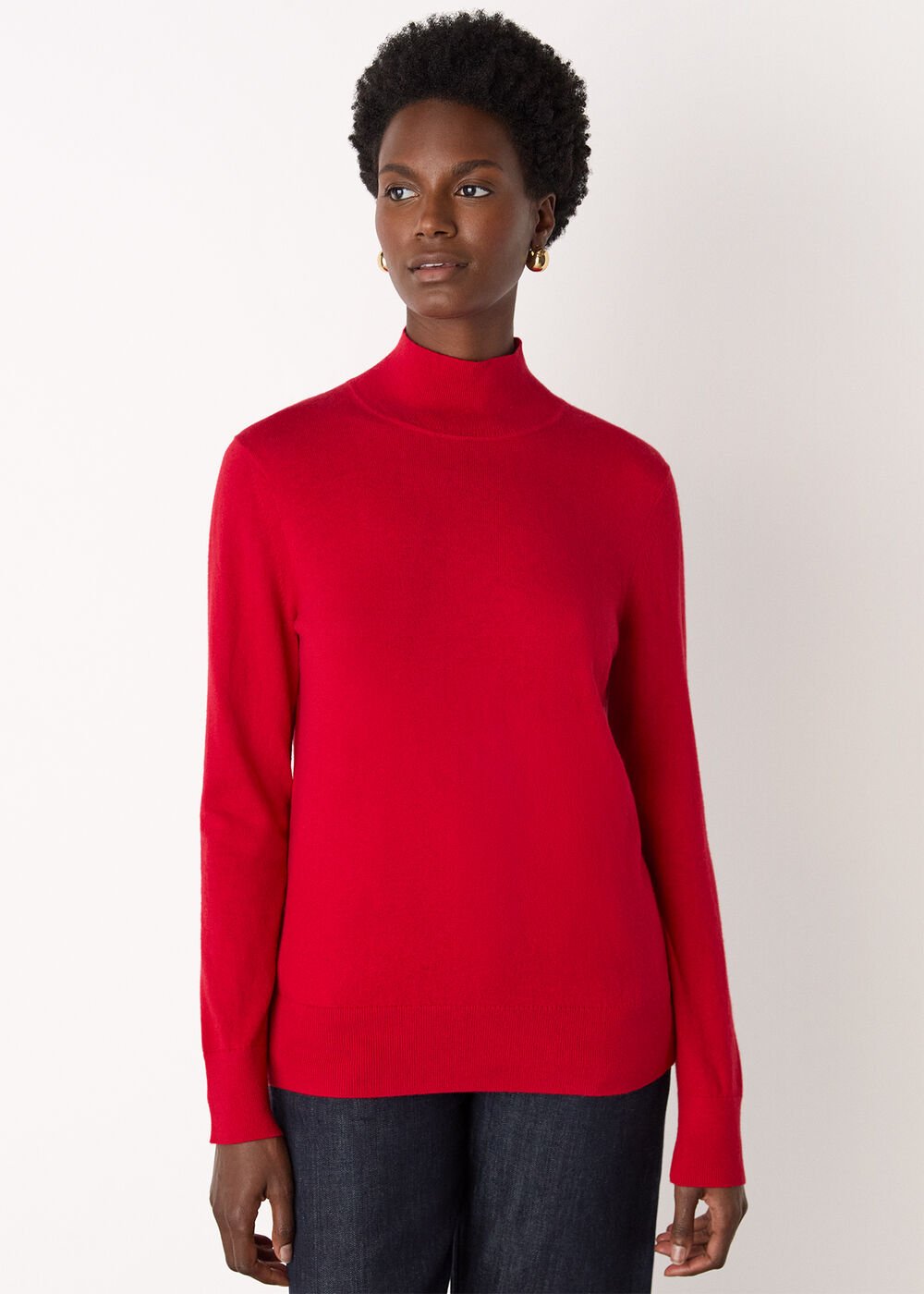 Fine Wool Mix Funnel Neck Knit