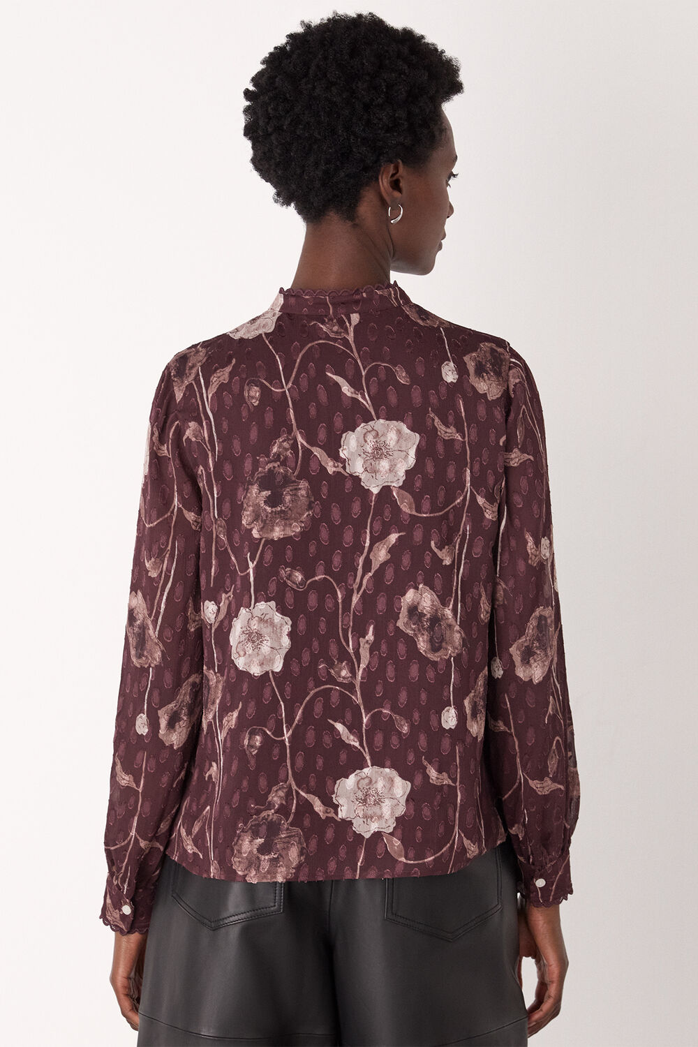Burgundy Floral Dobby Blouse