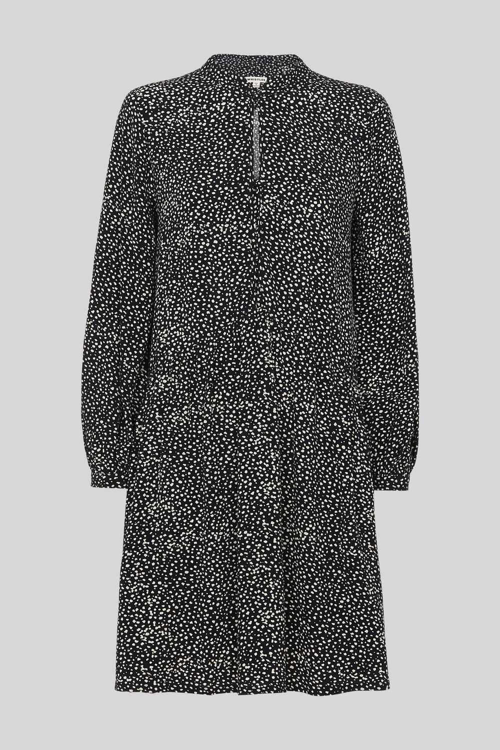 Mottled Spot Smock Dress Black