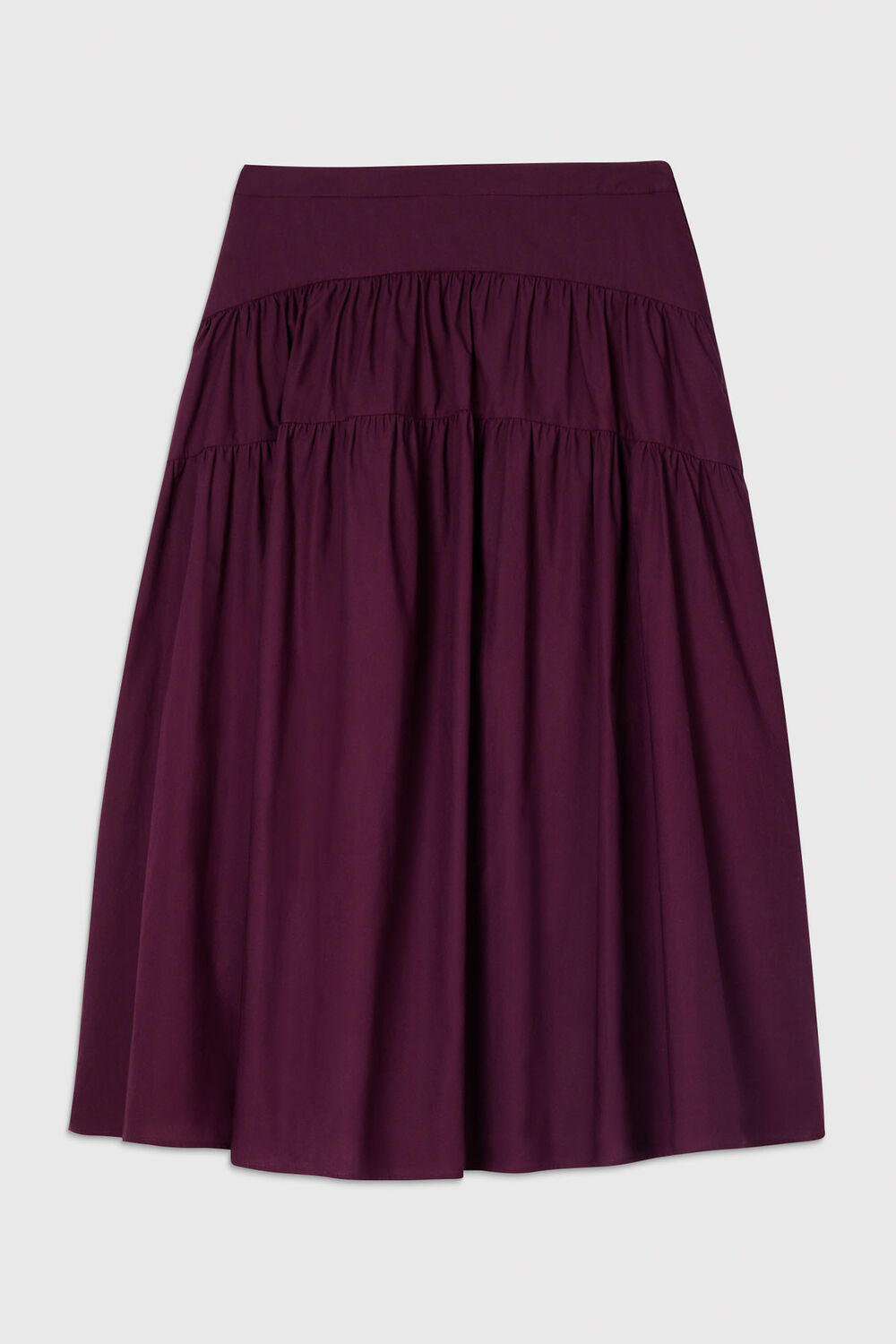 Plum Tier Hem Cotton Skirt