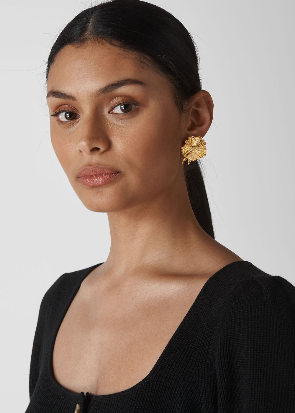 Textured Flower Earring Gold/Multi