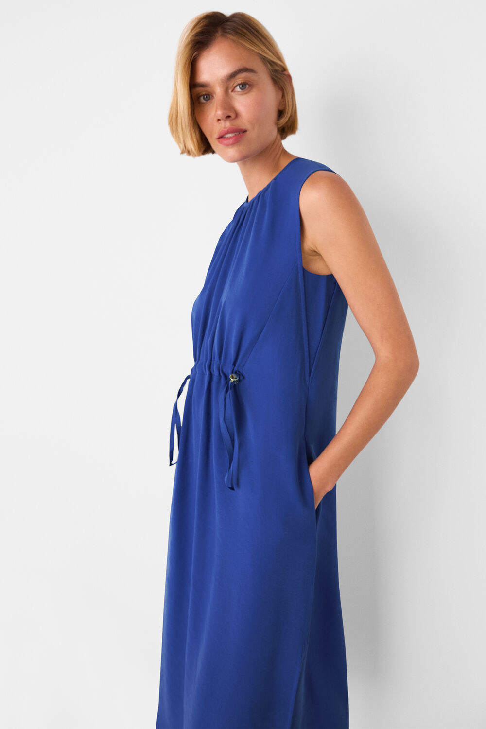 Blue Sleeveless Midi Dress