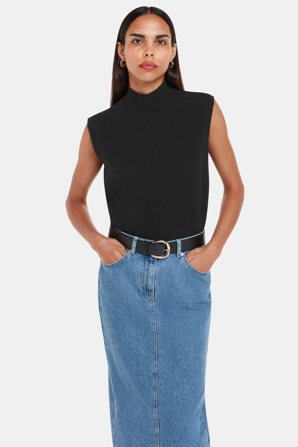 Black Funnel Neck Tank