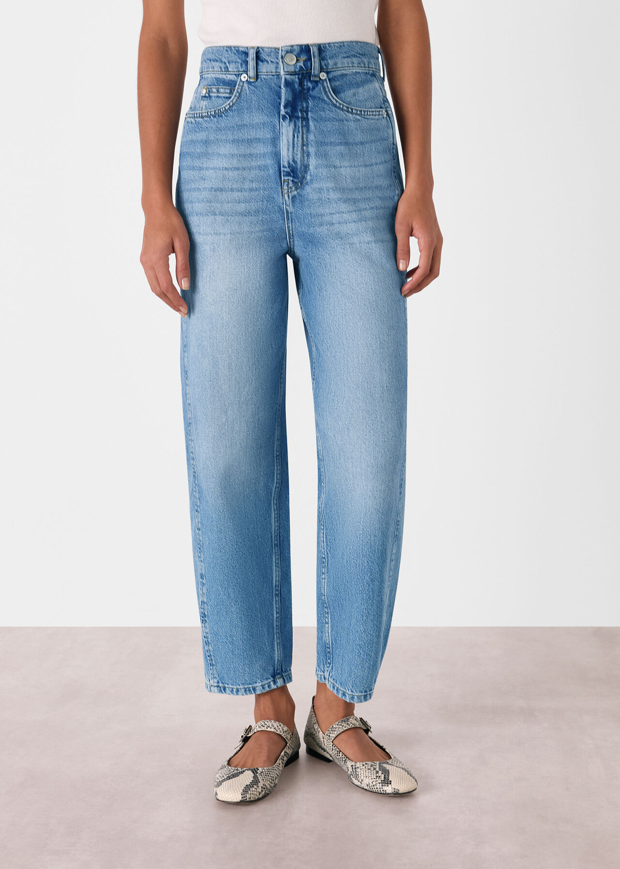 Whistles Authentic Barrel Leg Jean Light Wash