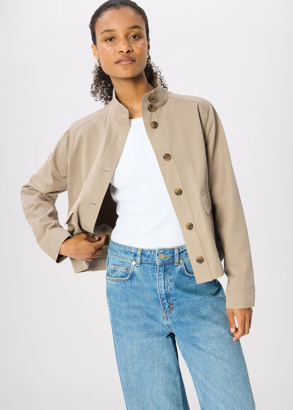 Funnel Neck Cotton Jacket