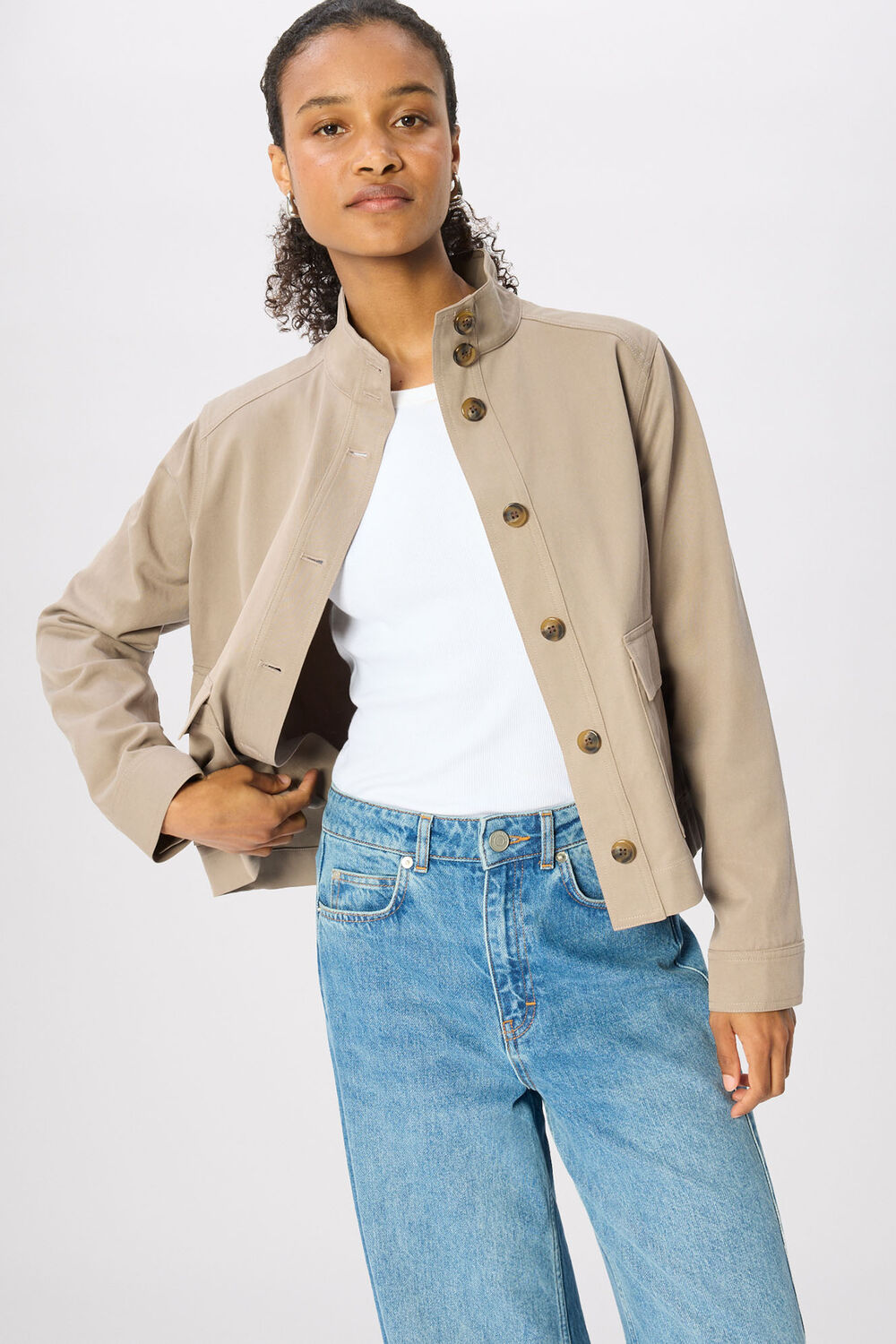 Funnel Neck Cotton Jacket