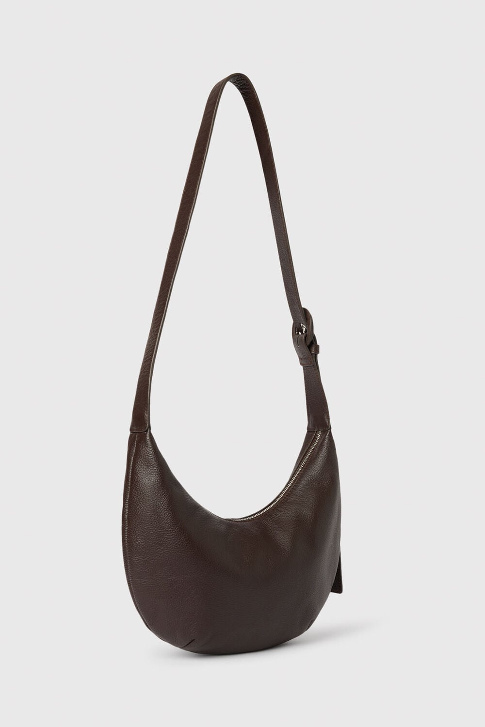 Chocolate Small Sia Curved Crossbody Bag
