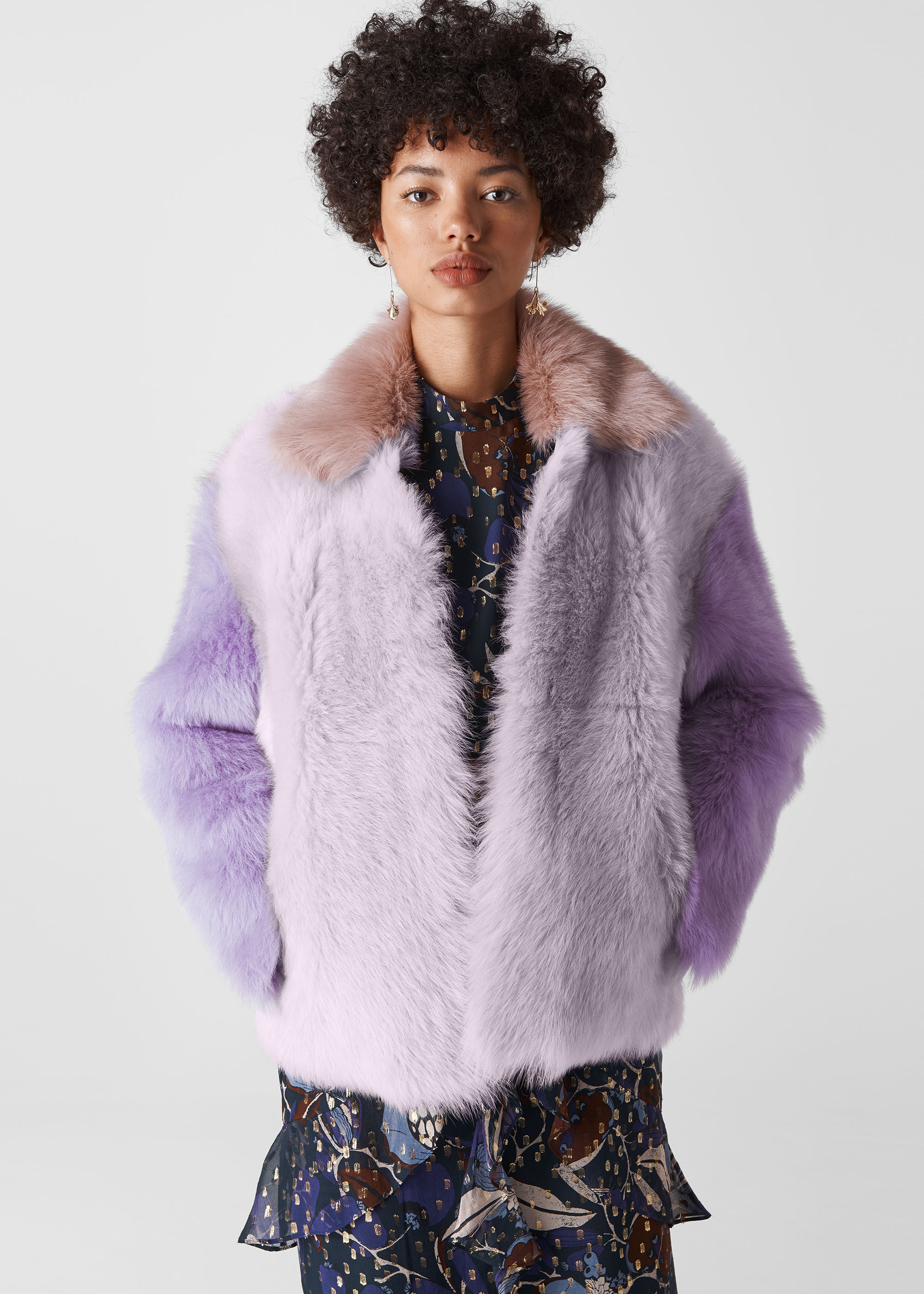 Whistles lilac cheap faux fur coat
