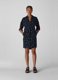 Brushstroke Print Lola Dress Navy/Multi