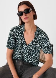 Animal Tie Neck Blouse