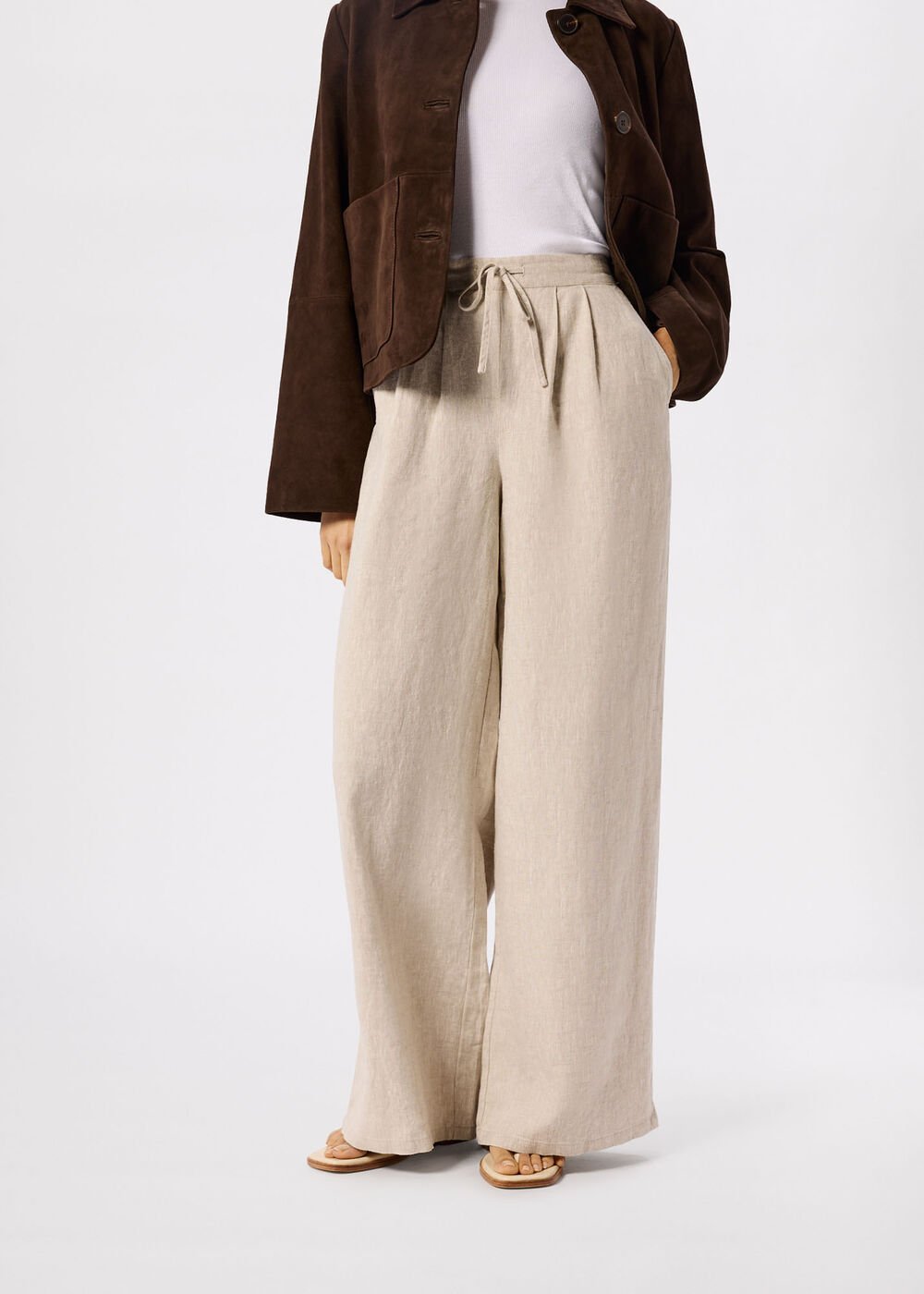 Wide Leg Linen Trouser