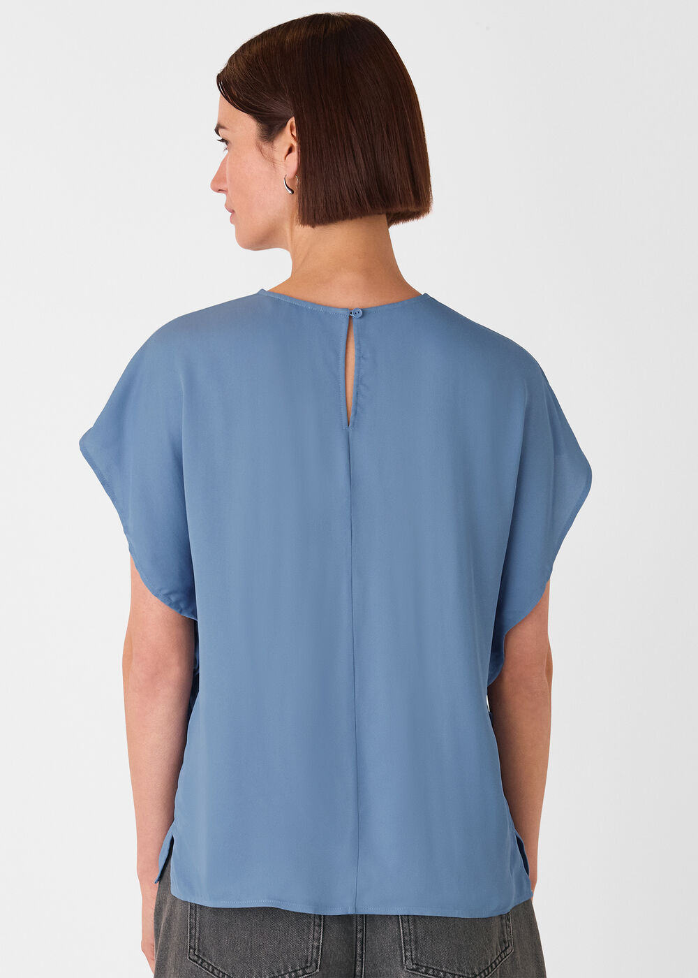 Short Sleeve Crepe Shell Top