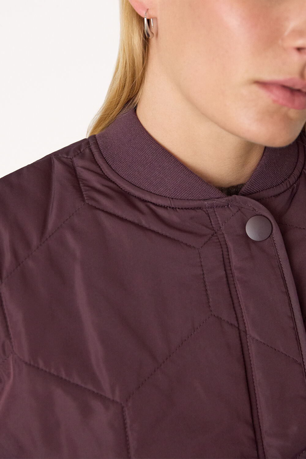 Burgundy Ida Short Quilted Coat