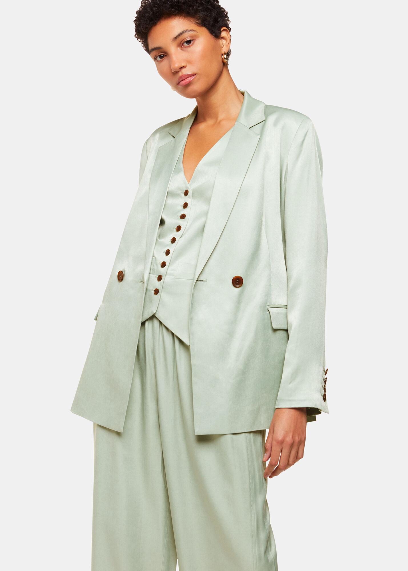 Sage Green Rita Luxe Blazer | WHISTLES | Whistles US |