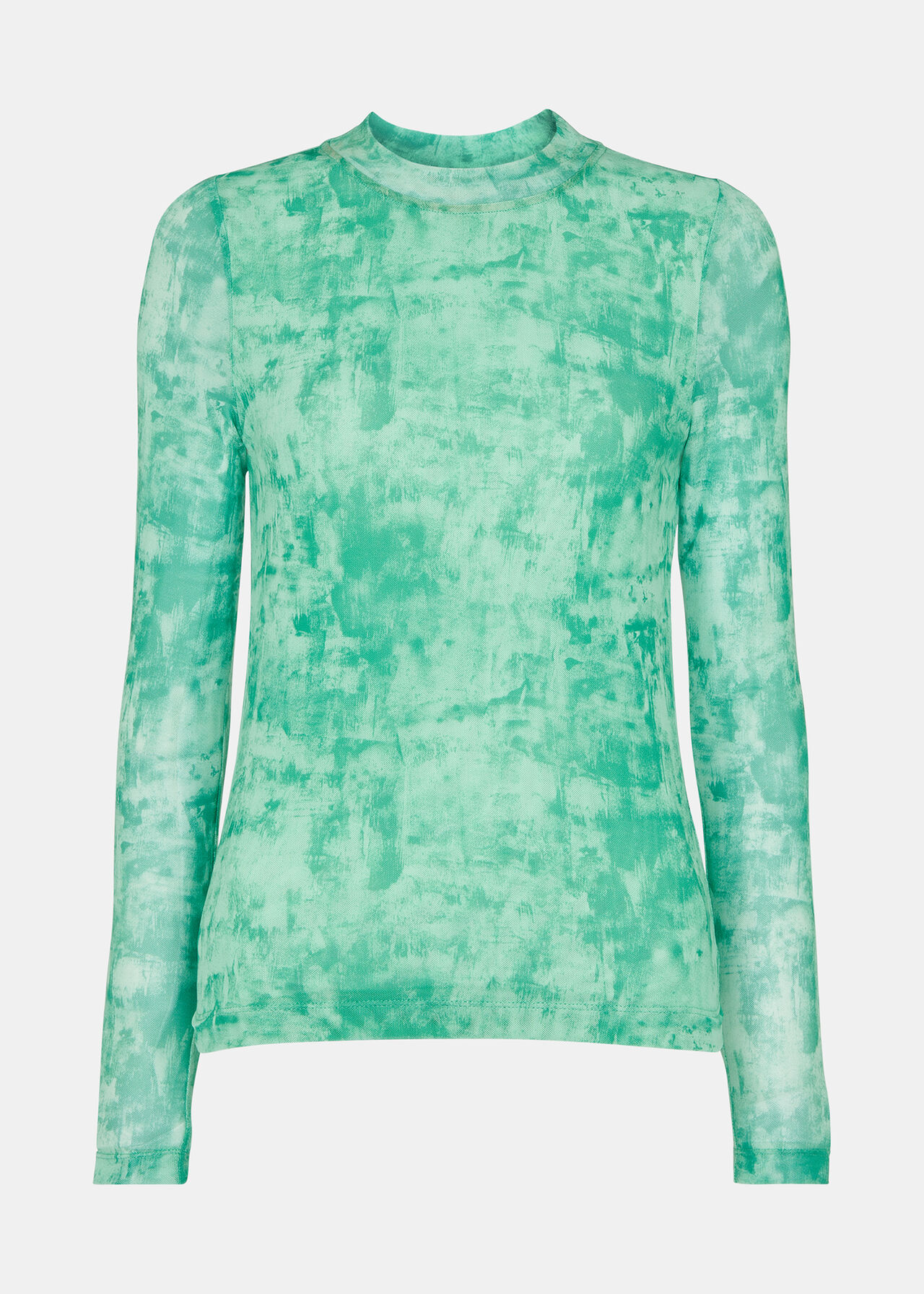 Brushwork Print Mesh Jersey