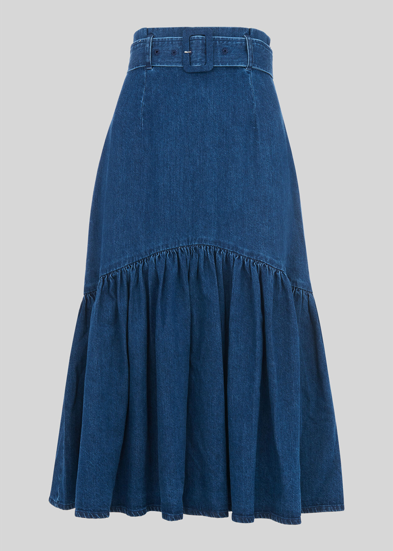 Denim Dropped Waist Skirt