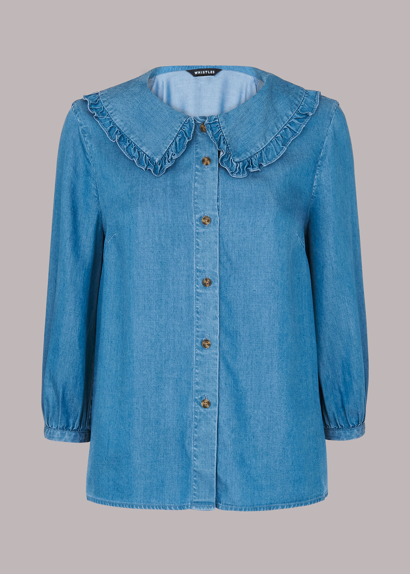 Denim Collar Detail Denim Shirt | WHISTLES | Whistles UK |