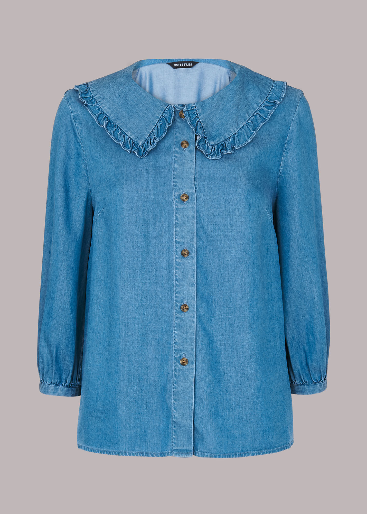 Denim Collar Detail Denim Shirt WHISTLES