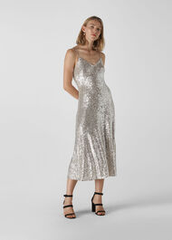 Dagma Sequin Slip Dress Silver