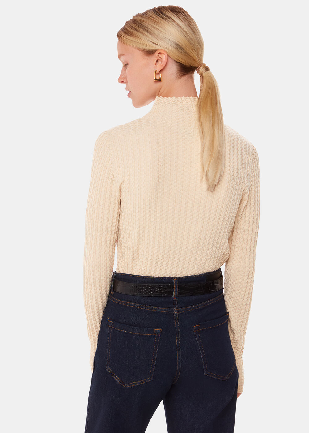 Textured Detail High Neck Knit