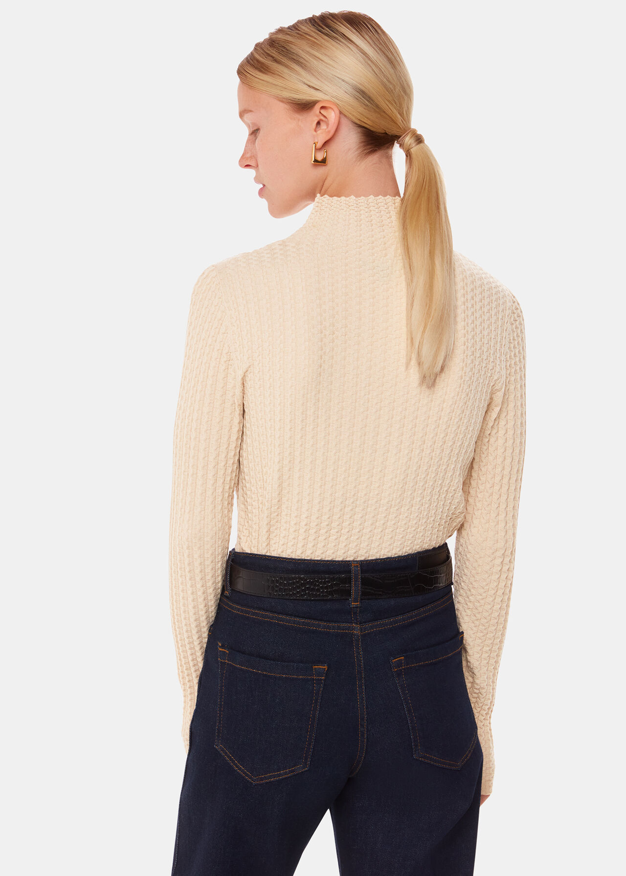 Textured Detail High Neck Knit