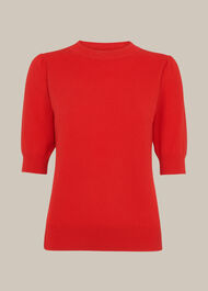 Puff Short Sleeve Knit Red