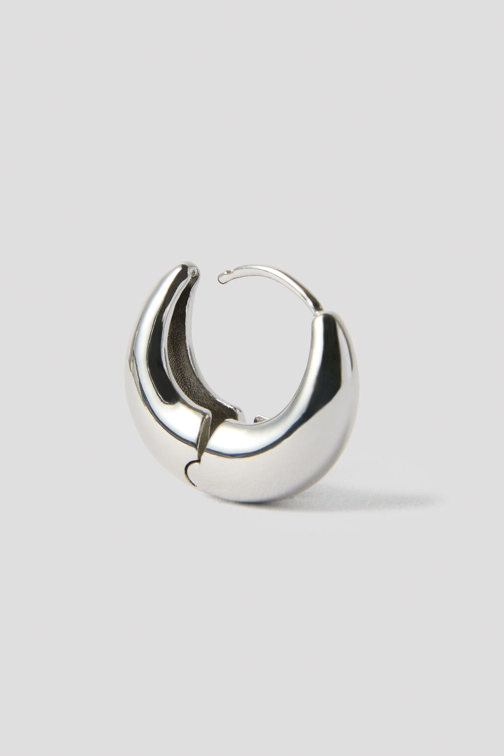 Silver Curved Huggie Hoop