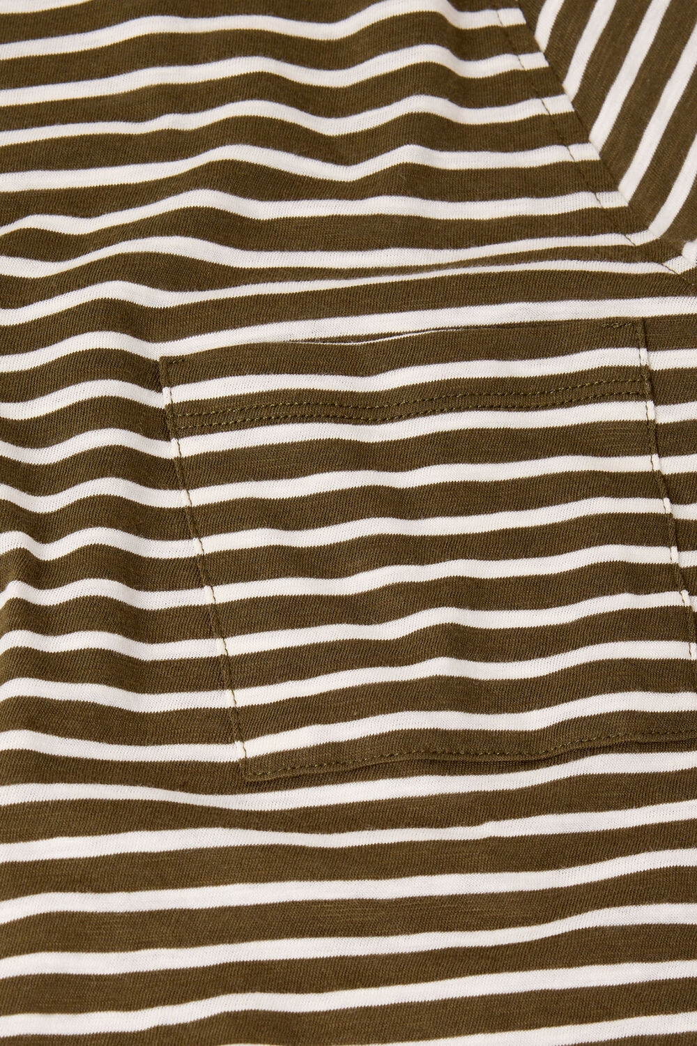 Khaki Stripe Crew Neck Pocket Top